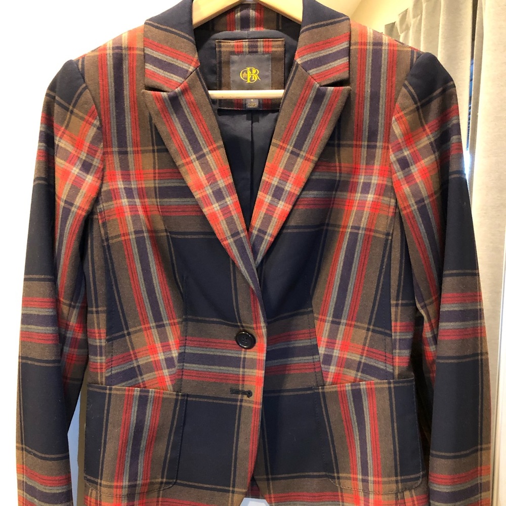 Red plaid blazer